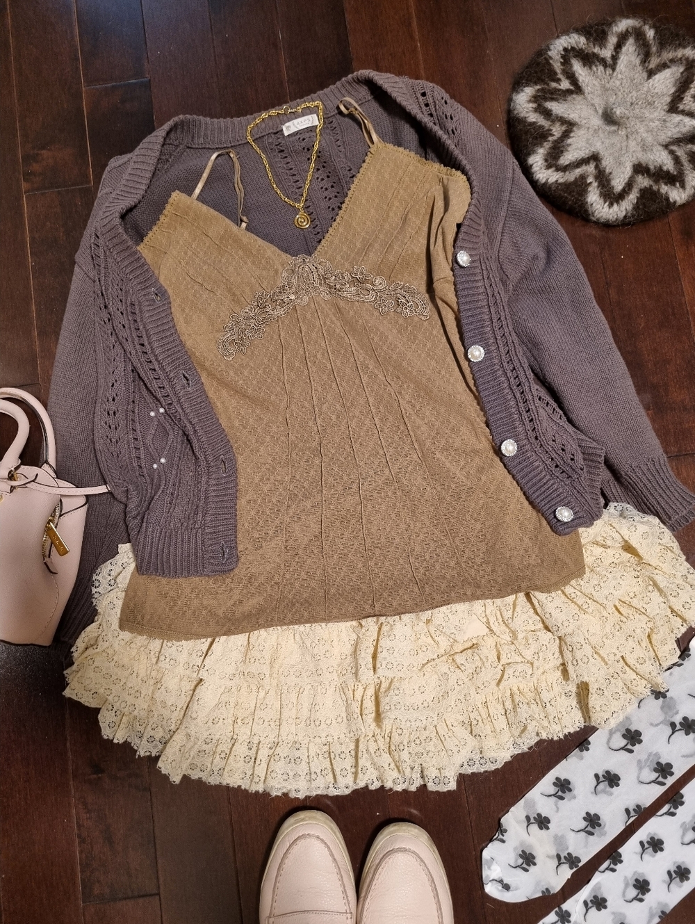 No Boundaries | Light Brown Taupe Lacey Tank Top Cami